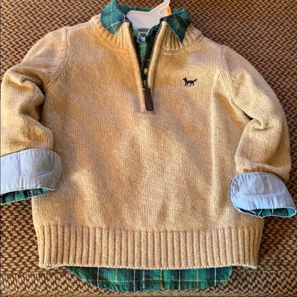 Quarter zip sweater & button up